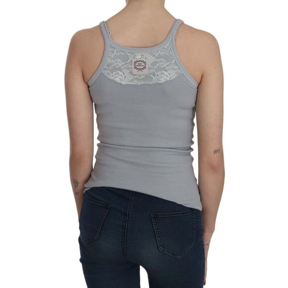 PINK MEMORIES Ribbed Tank Top Sleeveless Scoop Neck Women Gray Tops & T-Shirts - Picture 4 of 5